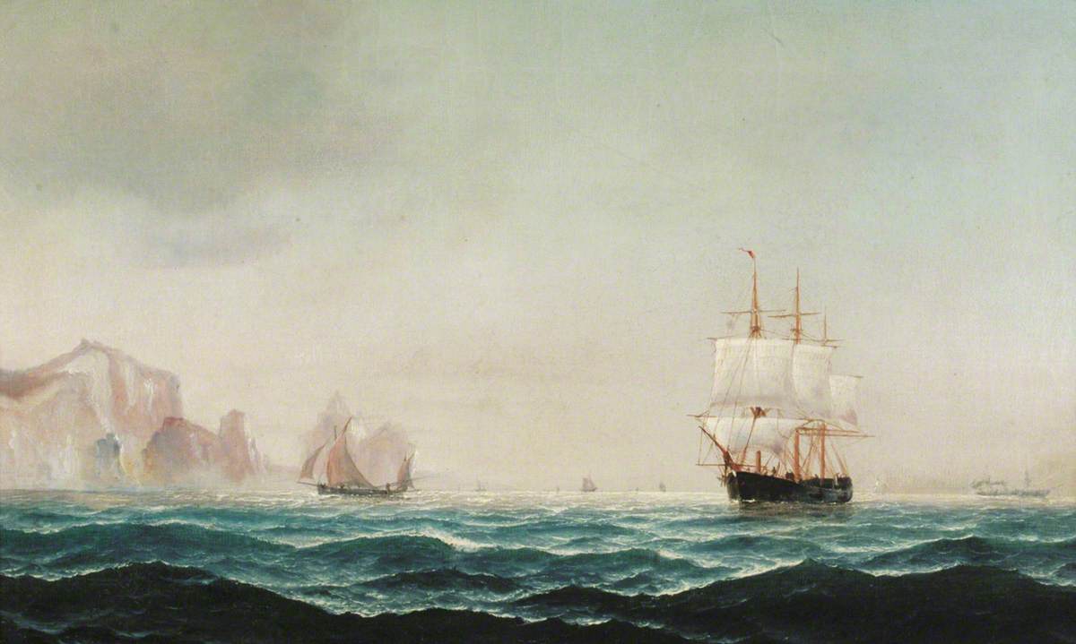 'Ships Rounding The Needles', unknown artist, Carisbrooke
                Castle Museum